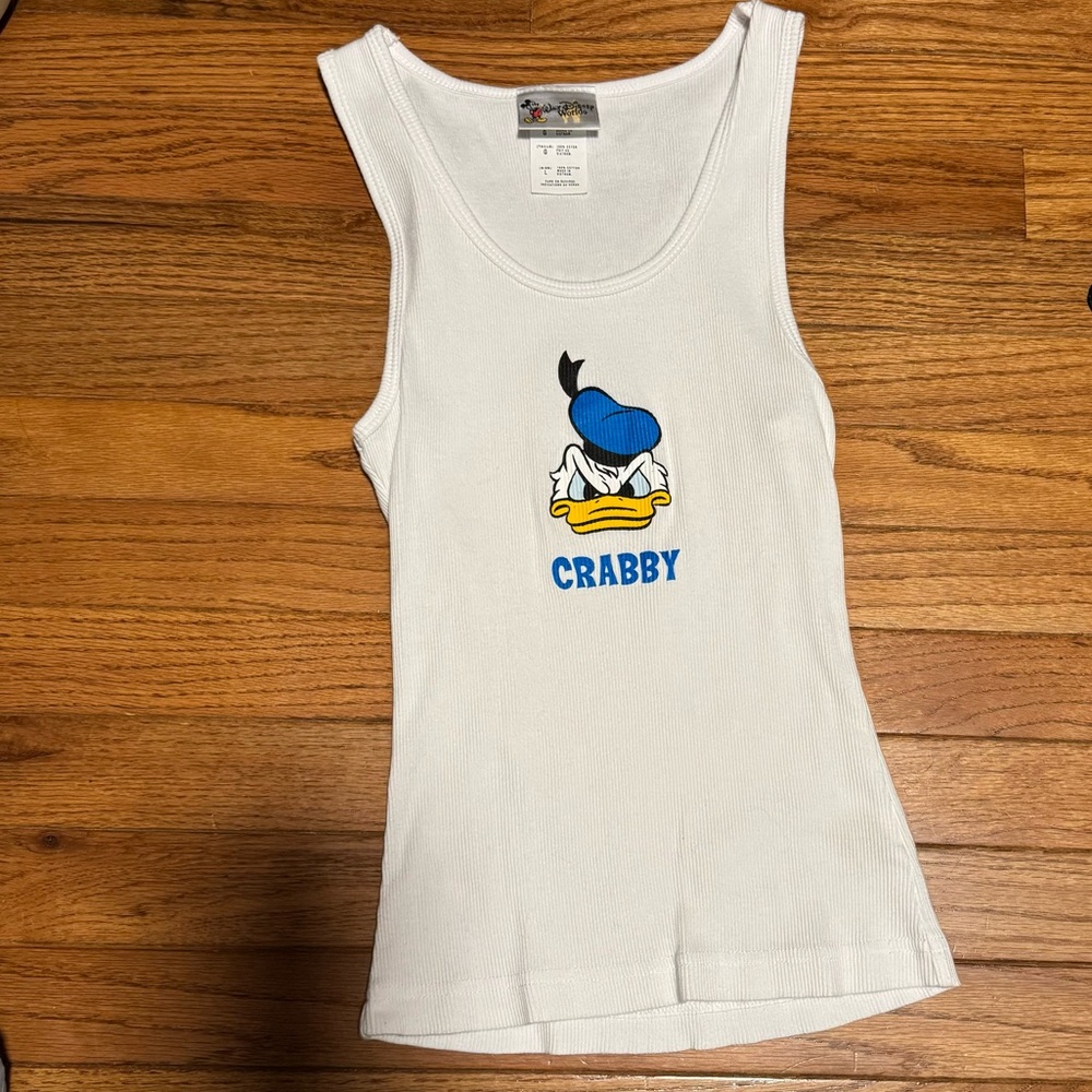 Disney Mickey’s Philharmagic Donald Duck Youth Sz L white tank top